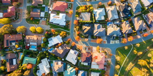 Aerial,View,Of,A,Typical,Suburb,In,Australia