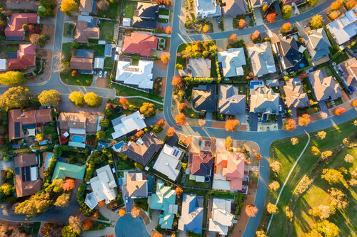 Aerial,View,Of,A,Typical,Suburb,In,Australia