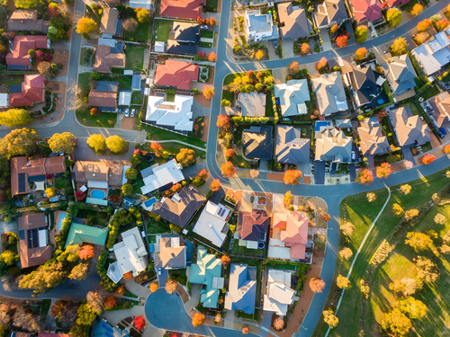 Aerial,View,Of,A,Typical,Suburb,In,Australia