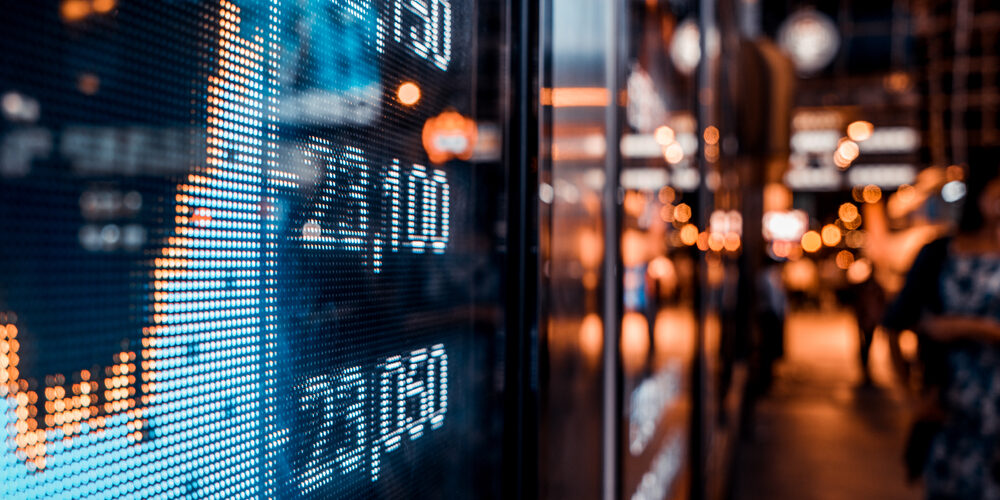 Financial,Stock,Exchange,Market,Display,Screen,Board,On,The,Street,